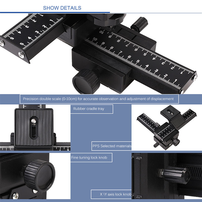 Two-Way Macro Frame Four-Dimensional Macro Tripod Head Fine-Tuning Long-Shaped Tripod Head for Macro Shooting Two-Way Macro Frame Four-Dimensional Macro Tripod Head Fine-Tuning Long-Shaped Tripod Head for Macro Shooting